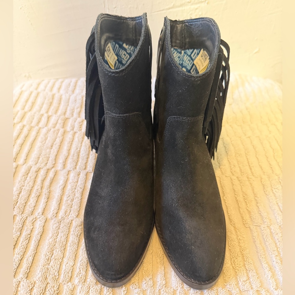 Dingo Black Fringe Ankle Booties